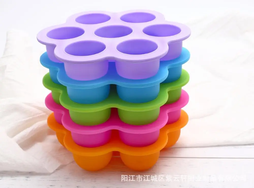 Multifunction Safety Silicone Baby Infant Flower Lattice Food Container Fruit Storage Box Freezer Tray Cup Cake Mold