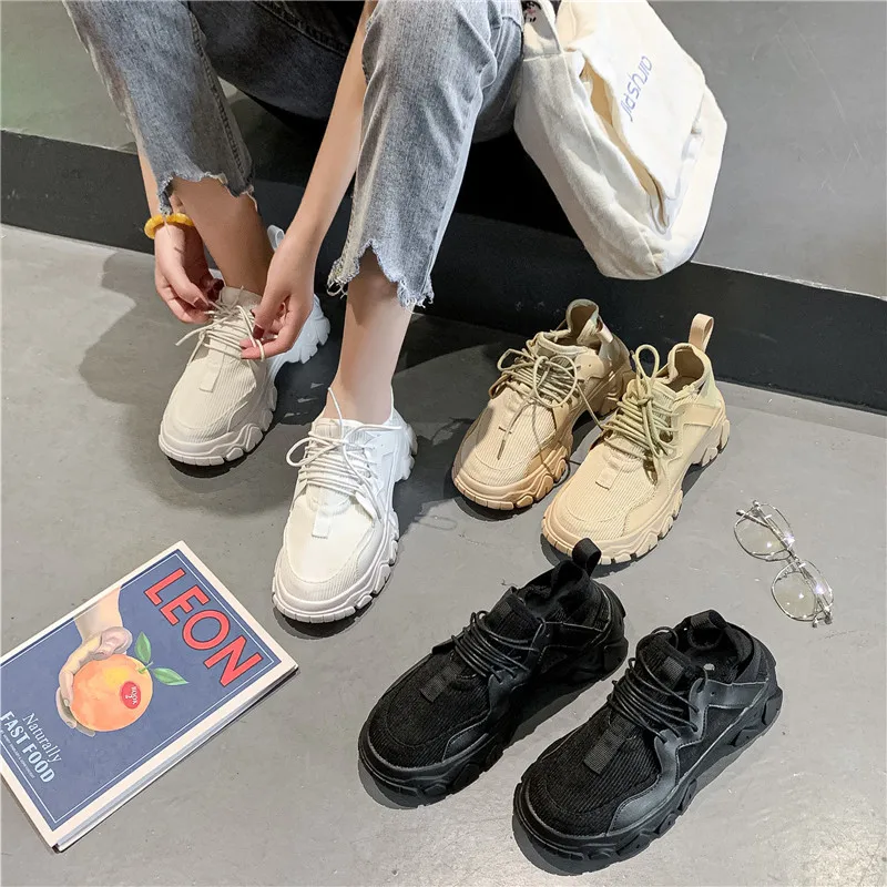 

Sports shoes female 2019 new autumn solid color platform running shoes women's high student fashion sneakers ZQ-68