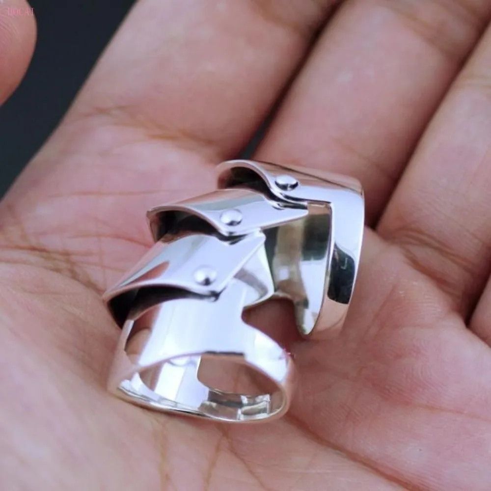 Новое 925 пробы Серебряное Вивиан четыре кольцо Броня для мужчин стильное индивидуальное мужское серебряное кольцо