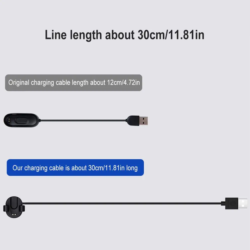 Charging Cable for Xiaomi Bracelet 4 with Clip-on Type without Hurting Screen USB Charging Cable Adapter Charger for MI Band 4