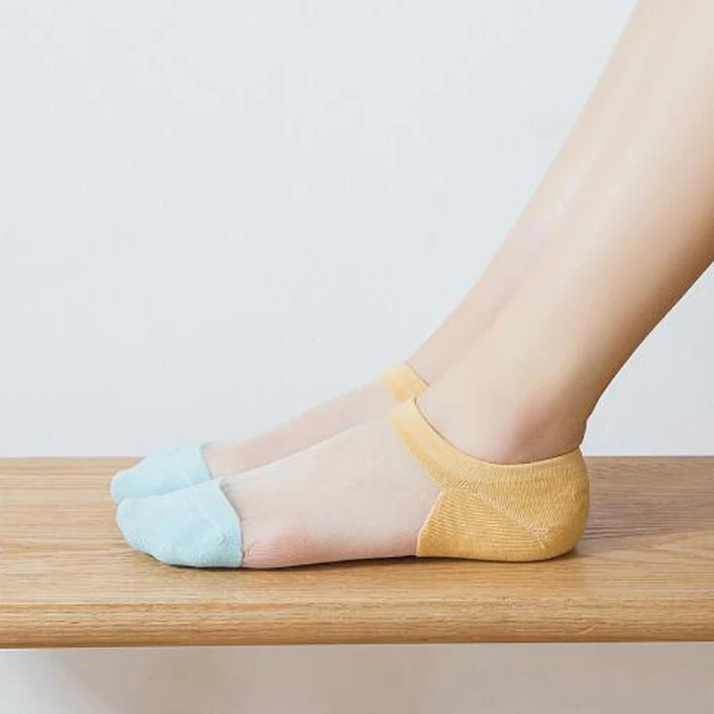 

2018 Summer Hit Color Personality Wild Boat Socks Glass Thin Transparent Mouth Socks Breathable Invisible Socks Female Popsocket