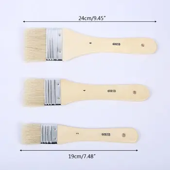 

3pcs/set Oil Painting Brush Different Size Bristle Hair Wooden Handle Art Supply