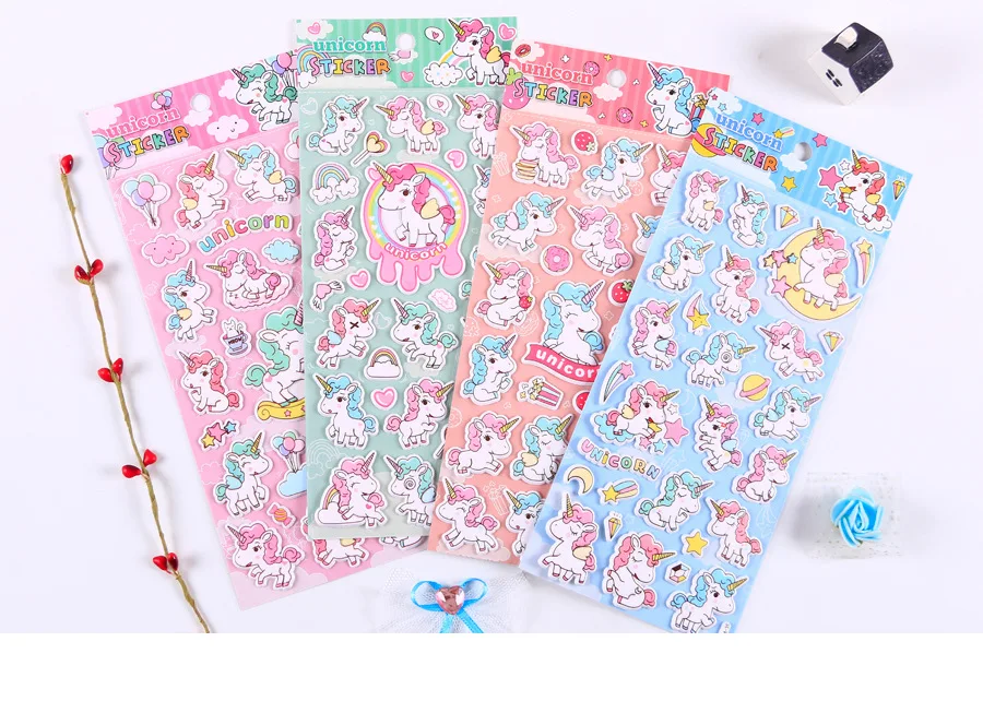 1pcs/lot Kawaii Stationery Stickers Unicorn foam Decorative Mobile Stickers Scrapbooking DIY Craft Stickers