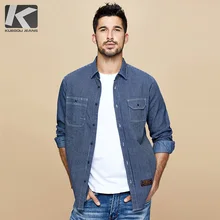 KUEGOU Осенняя хлопковая черная рубашка в полоску, мужская повседневная приталенная рубашка на пуговицах с длинным рукавом для мужчин, брендовая блуза размера плюс 6116