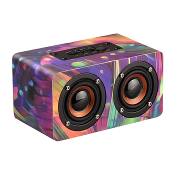 

Wood Bluetooth Sound 10W Output Retro Wireless Bluetooth Speaker Mini 3D Dual Loudspeakers USB Charging Cable F808