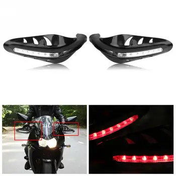 

1 Pair Universal Motorcycle Motorbike Hand Guards Handguard Handlebar Protector with Red LED Light