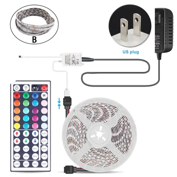 

12V Bedroom LED Strip Light Wedding Party Bar 44 Key Remote Control RGB SMD3528 Flexible Color Changing Power Supply Living Room