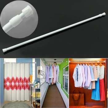 

Adjutable 40-70cm Extendable Telescopic Shower Curtain Rod White Spring Tension Bath Curtains Pole Bathroom DIY