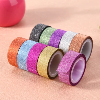 

10pcs Rainbow Glitter Masking Tape Decorative DIY Scrapbooking Adhesive