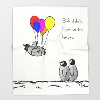 

Animal Blanket Cute Penguin Balloon Design Flannel Throw Blanket Office/Travel/Picnic Soft Blanket Bedding Article Bedspread