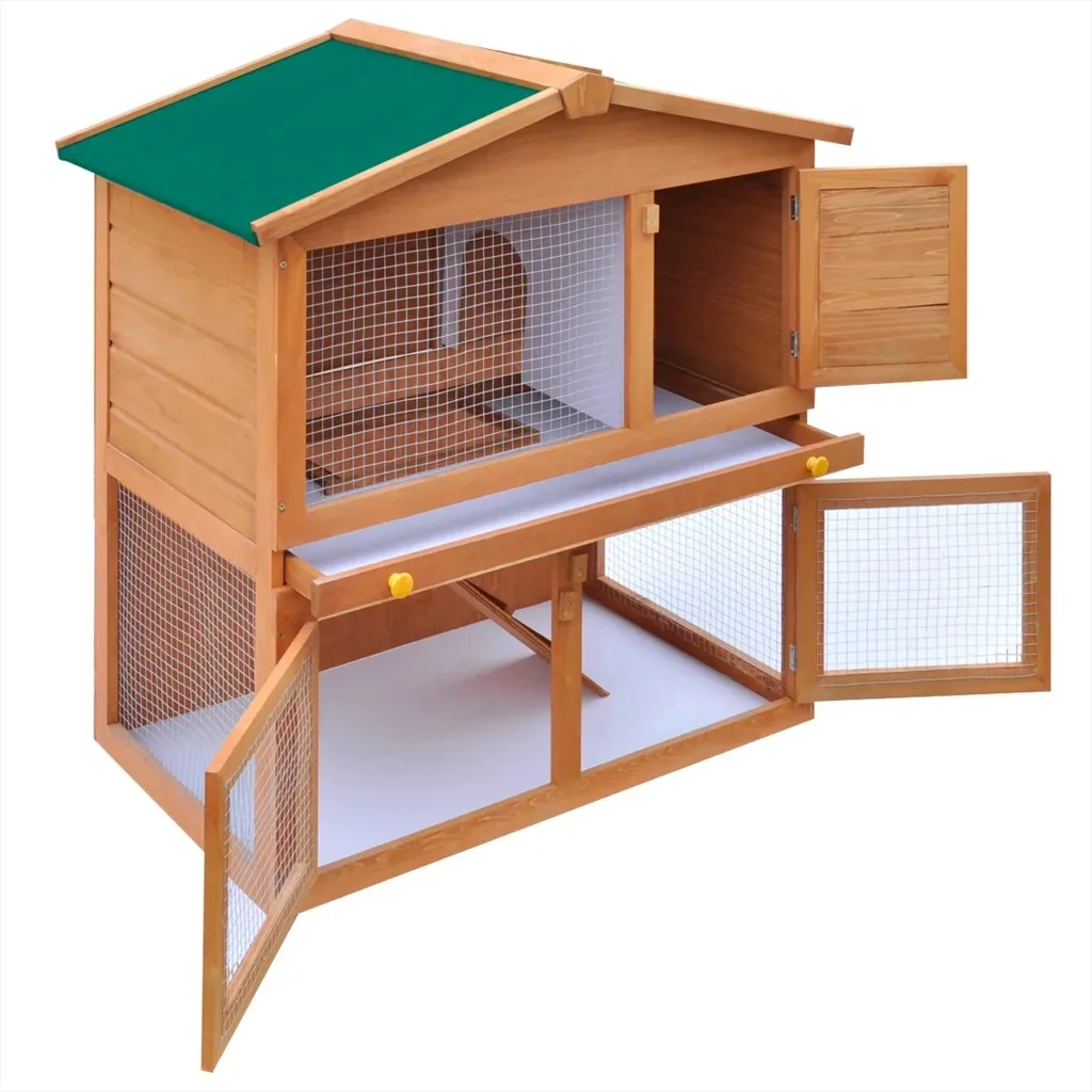 vidaXL Wooden Rabbit Hutch 36" Bunny Pet Cage Small Animal House Chicken Coop 