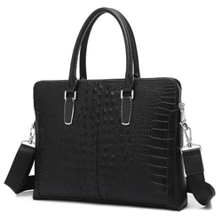 New Fashion Luxury Brand designer 14 inch Laptop Briefcase Business Handbag for Men Large Capacity men's leather Shoulder Bag