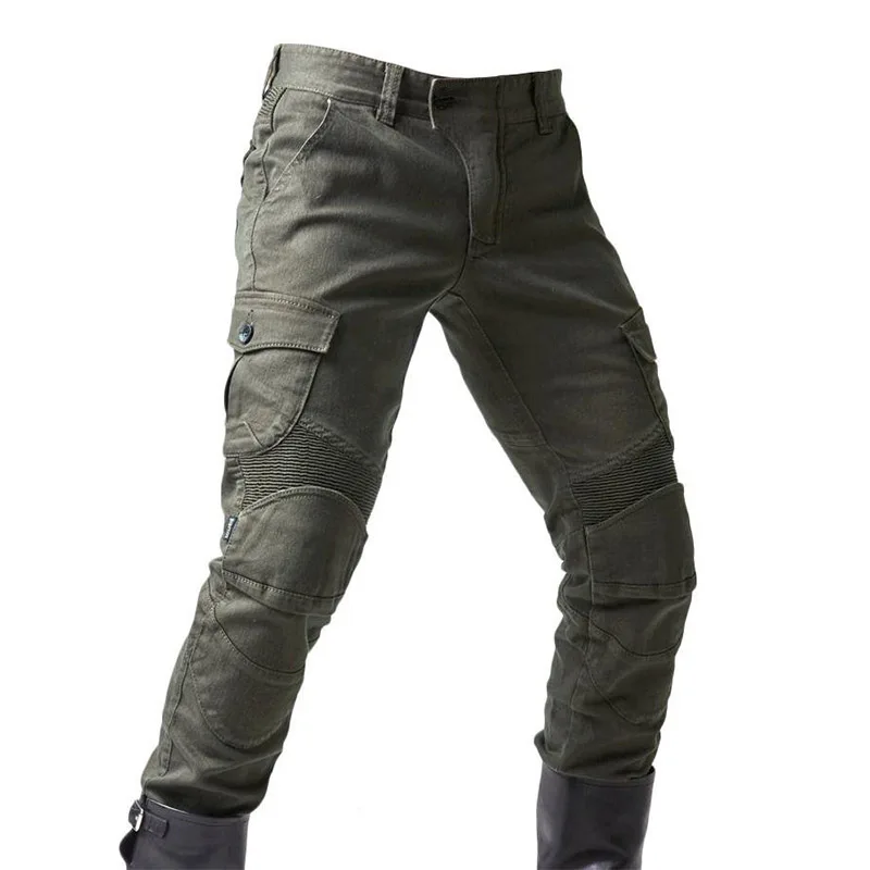 KIOVNO Fashion Men's Biker Jeans Pants With Knee Pads Motorcycle Denim Trousers For Male Outdoor (6)
