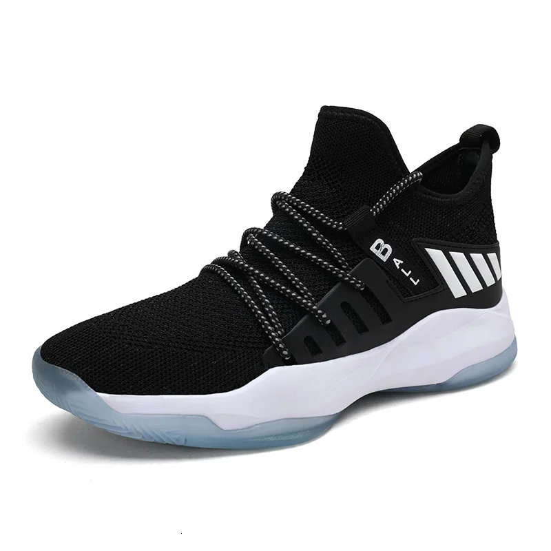 BOUSSAC Man High-top Jordan Basketball Shoes Breathable Nonslip Sneakers Air Cushion Jordan Shoes Outdoor Tennis Trainers - Color: black