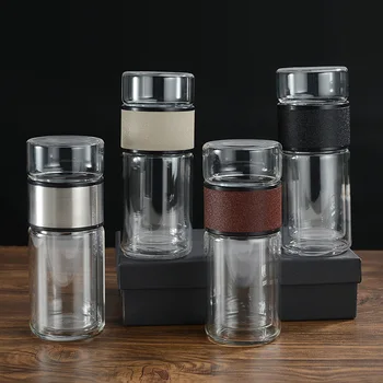 

New Glass Water Bottles With Stainless Steel Filter Tea Infuser Outdoor Portable Drinking Glass Tumbler For Coffee Tea