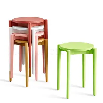 

Simple Stool Plastic Round Stool Household Low Stool Nordic Fashion Creative Thick Stool Foldable Dining Stool