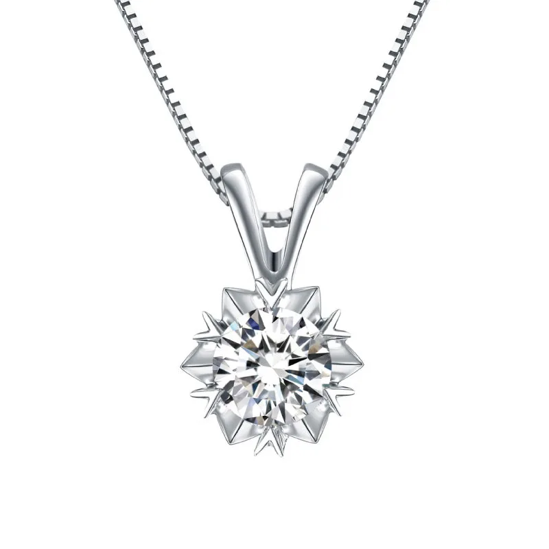 1.0ct Блестящее 1.0ct Муассанит Платиновое золото покрытое серебром S925 Очаровательное ожерелье с подвеской для невесты и женщин с бриллиантами, проверенные Свадебные ювелирные изделия - Цвет камня: 1.0ct