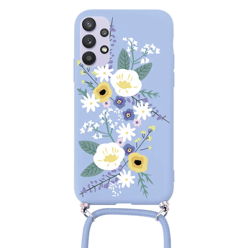 cute phone cases for samsung  For Samsung Galaxy A32 4G 5G Case Soft Silicone Cover For Samsung GalaxyA32 A 32 Fundas Chain Necklace Strap Cord Lanyard Bumper samsung cute phone cover Cases For Samsung