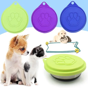 

1Pcs Dog Storage Food Can Tin Cover Lid Pet Cat Puppy Food Can Lid Reusable Pet Supplies Random Color