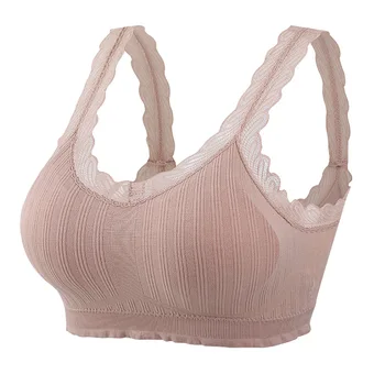 

CHRLEISURE Striped Thread Bralette Sexy Lace Underwear Comfortable Shockproof Fitness Seamless Bra