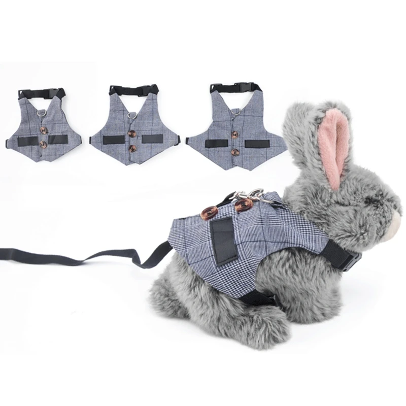 

Adjustable Soft Rabbit Vest Harness Leash Suit Suspenders Gentleman Dress Breathable Walking Escape Proof Ultra Light