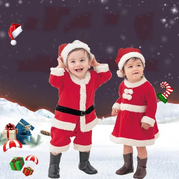 

Christmas Baby Santa Claus Costume Baby Cosplay Boys Clothes Long Sleeve Toddler Girls Red Dress Cute Infant Baby Winter Dress