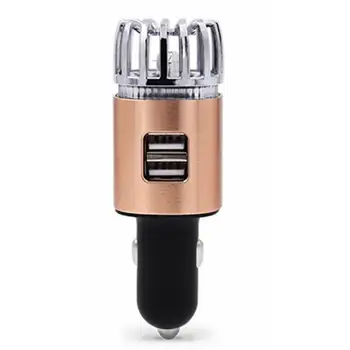 

2-In-1 Car Air Purifier With Dual USB Charging Ports Aluminum Alloy ABS Reduce Unpleasant Smell Remove Smoke Sterilization
