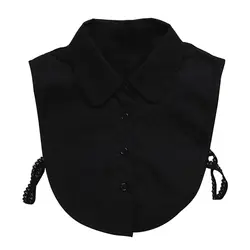 Женская верхняя блузка с лентами на пуговицах, однотонный съемный воротник, Универсальная круглая рубашка с отворотом, одежда, аксессуары