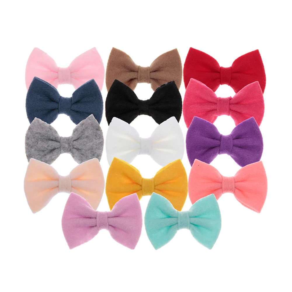 

Милые фетровые банты для волос 3,2 дюйма 10 шт./лот, головные уборы для девочек «сделай сам», мягкие банты для волос, заколки ручной работы, зажимы, аксессуары для волос