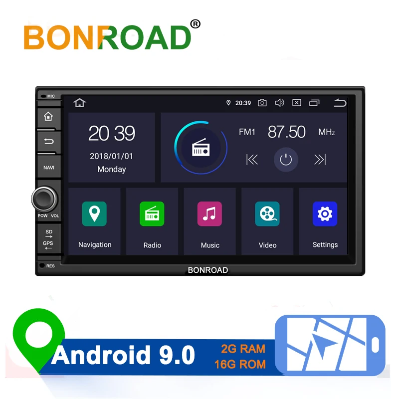 

Bonroad 7"2Din Android 9.0 Car Multimedia Player For Nissan For Hyundai For Kia GPS Navigation Radio Stereo Video (No DVD)