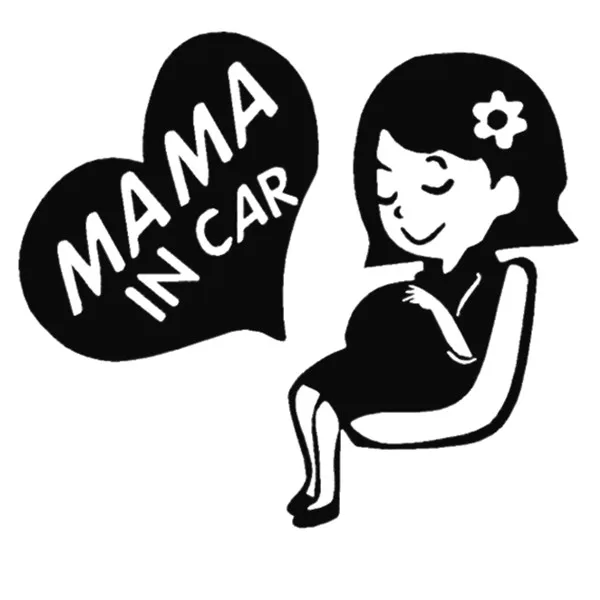 Fashionable Pregnant Mother Mom Cute Creative Decal Truck Windshield Fashion Pvc Car Sticker Black/white 19cm*17cm | Автомобили и