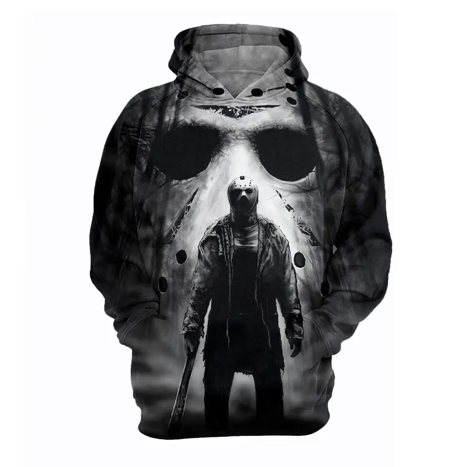 

2019 Michael Myers Mask Meet Jason 3D Printed Sweatshirt Halloween Horror Movie Long Sleeve Streetwear Hoodies Drop Shipping