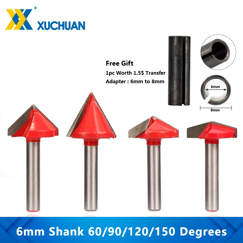 V Shape Router Bit Wood Milling Cutter 6mm Shank 3D End Mill For Wood