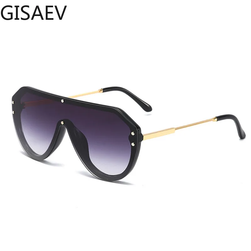 

GISAEV Driving Glasses Women Man Letter F Siamese Lens Flat Sunglasses Vintage Oversized Round Frame Pilot Fashion Glasses UV400
