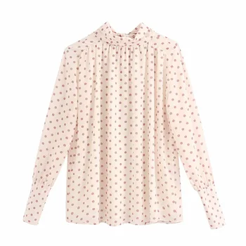 

Ma & Du women's early spring 2020 new style relaxed high collar long sleeve logo printed shirt 05143501251