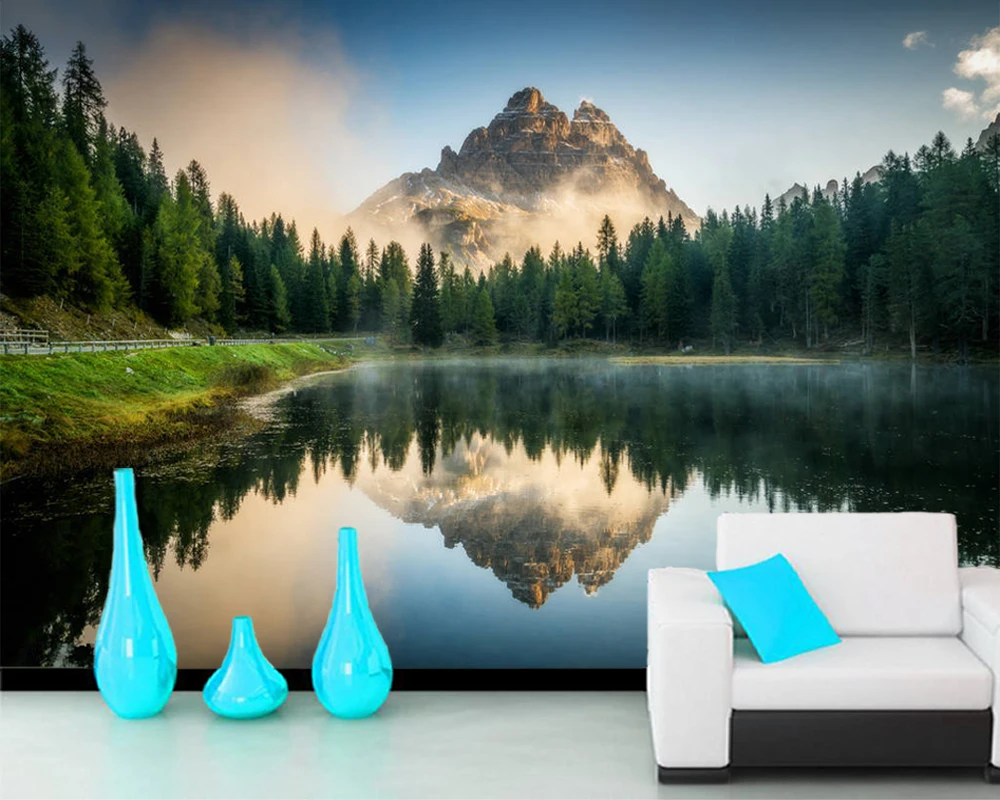 

Обои 3d с пейзажем леса и озера, Настенные обои для гостиной, телевизора, спальни, ванной, настенные бумаги для домашнего декора