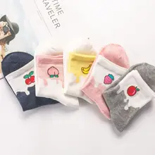 5 пар, женские длинные носки Harajuku, цветные, фруктовые, спортивные, средней длины, чулочно-носочные изделия