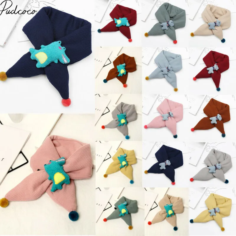 Детские вещи аксессуары зимний шарф однотонные вязаные шарфы с объемным