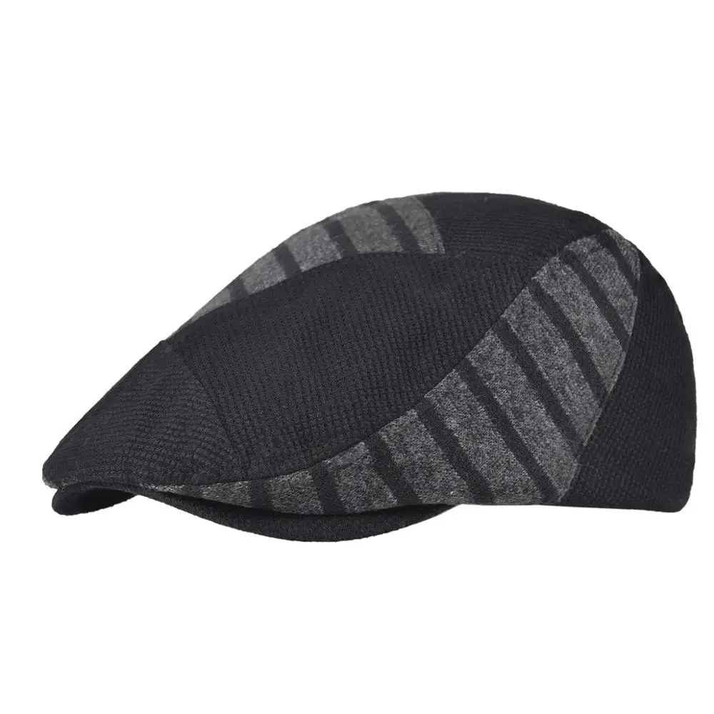 

VOBOOM Fall Winter Golf Cap Men Ivy Flat Hat Adjustable Cabbies Dark Gray Newsboy Caps Warm Headpiece 057