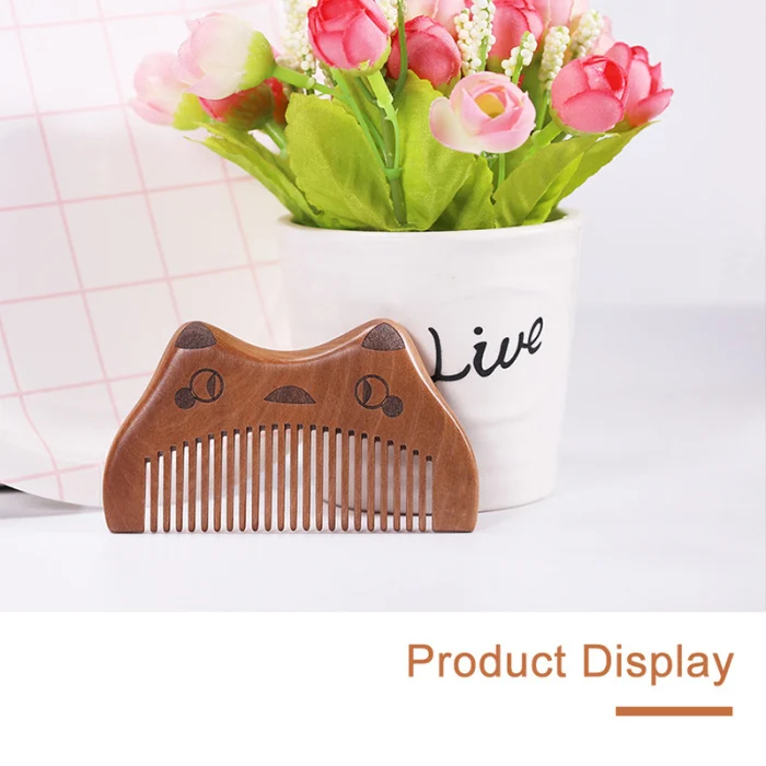Nanmu Comb Portable Massage Antistatic Cute Cats Head Comb MP789