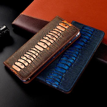 

Ostrich Genuine Leather Case For OPPO Reno Z 2 2Z 2F 3 Ace 10X Zoom F5 F7 F9 F11 Pro With magnet Flip Phone Cover shells