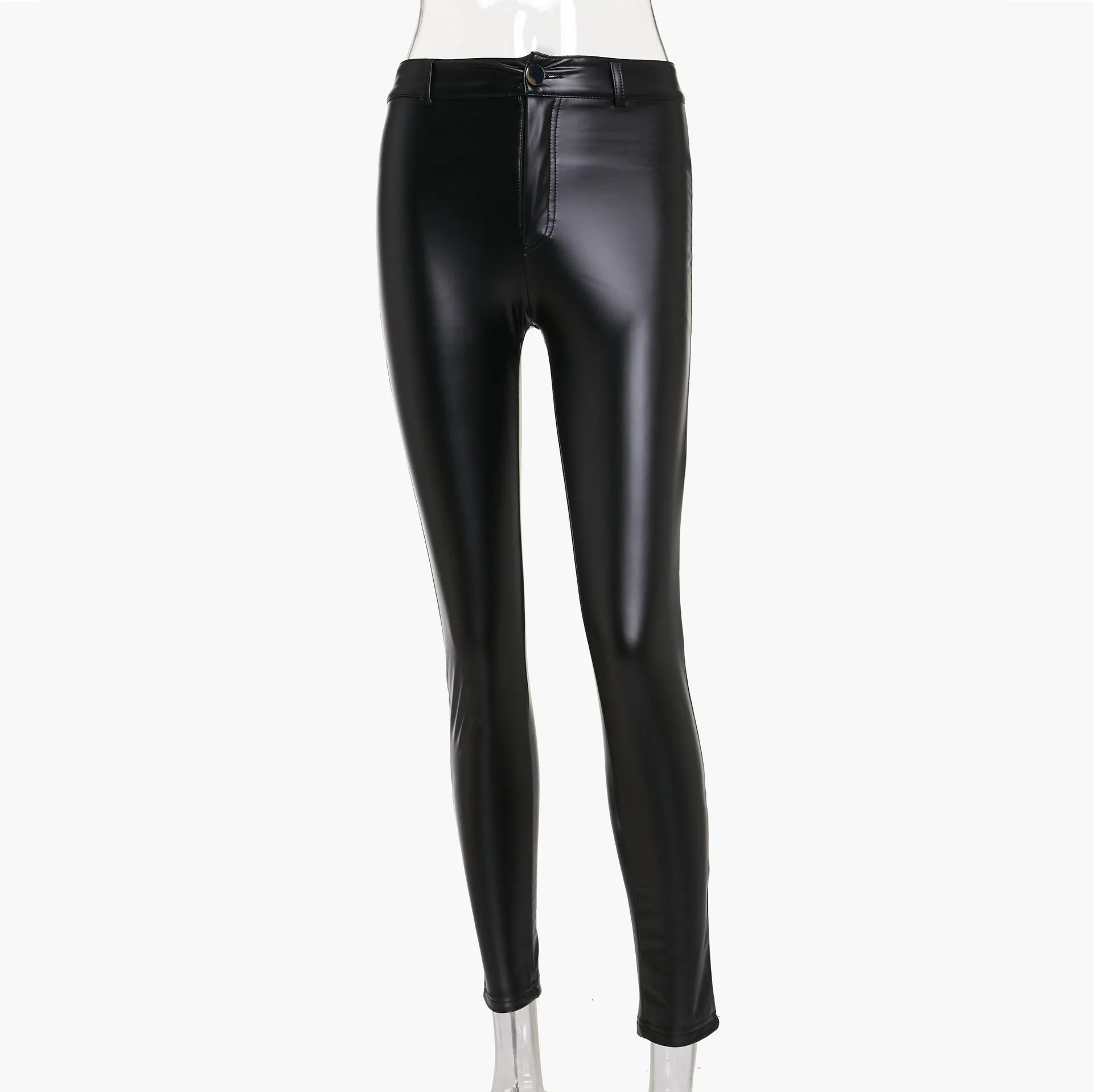 Женские модные облегающие леггинсы сексуальные Клубные Сексуальные пуш-ап черные брюки с высокой талией женские кожаные леггинсы из