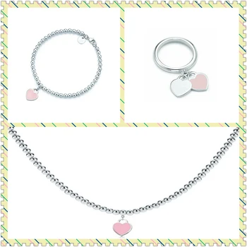 

SHINETUNGS925 Sterling Silver Fine Bracelet,Pink Heart-Shaped Beaded(4mm),High Quality 1:1 With Logo,Women Birthday Gift Jewelry