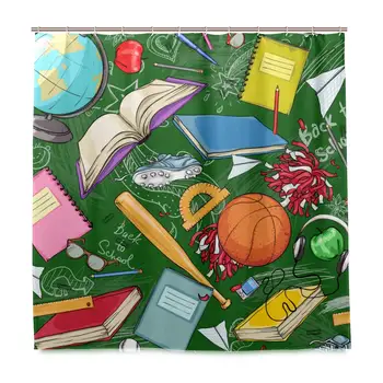 

Unique Shower Curtain Backschool Eco-Friendly with 12 Hooks in Bathroom W72 xH79