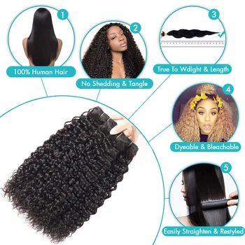 Sapphire Hair Water Wave Bundles With Closure Curly Brazilian Human Hair Bundles With Closure Mink Brazilian Hair Weave Bundles 3