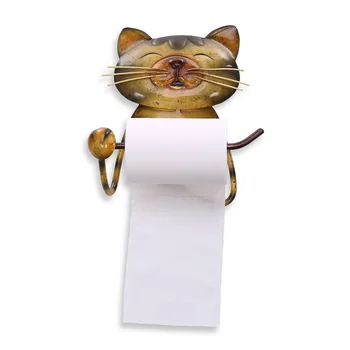 

New Cat Paper Towel Holder Vintage Cast Iron Toilet Paper Decorative Shelves Towel Holder Standing for Bathroom Kitchen Living