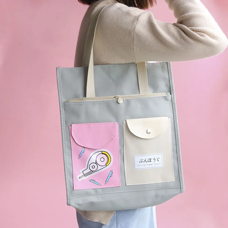 

Kabaxiong Environmentally Friendly Book Bag File Holder Carry Bag Canvas Primary School STUDENT'S for mei shu dai Makeup Missed