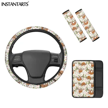 

INSTANTARTS 2Pack Auto Seatbelt Cover Cartoon Animal Prints Sloth Car Seatbelt Shoulder Strap for Women Car Interior Accessories