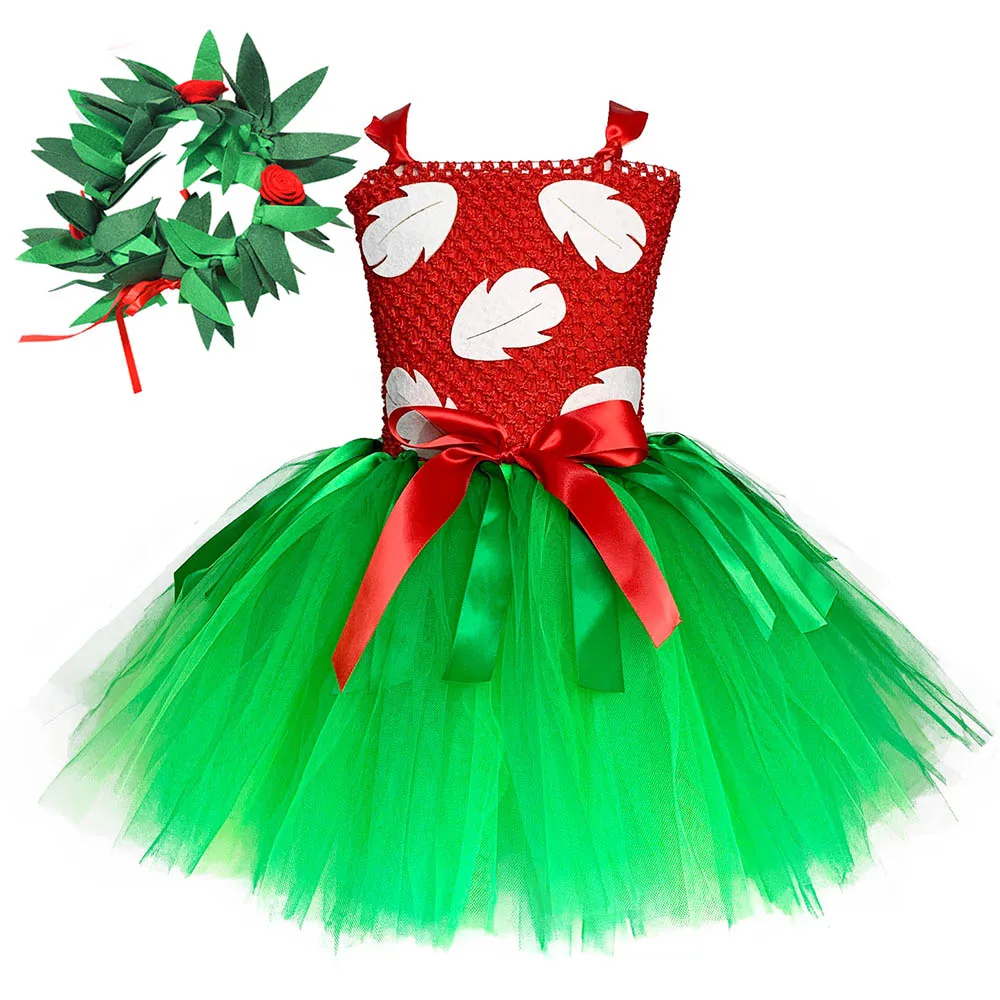 Hawaiian Princess Girls Tutu Dress Baby Infant Girls Hula Luau Birthday Party Dress Halloween