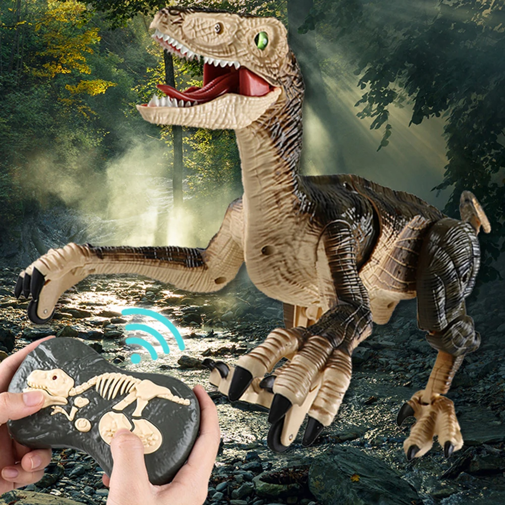 2.4G RC Simulation Dinosaur Toy Rechargeable Walking Roaring with LED Eyes Remote Controlled